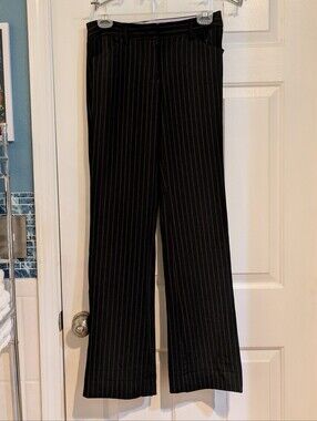 Star City Black Pinstripe Wide-Leg Pants